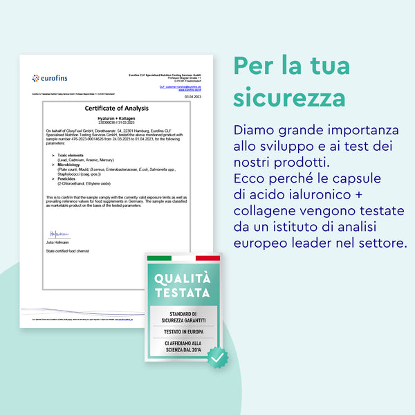acido ialuronico e collagene certificato gloryfeel