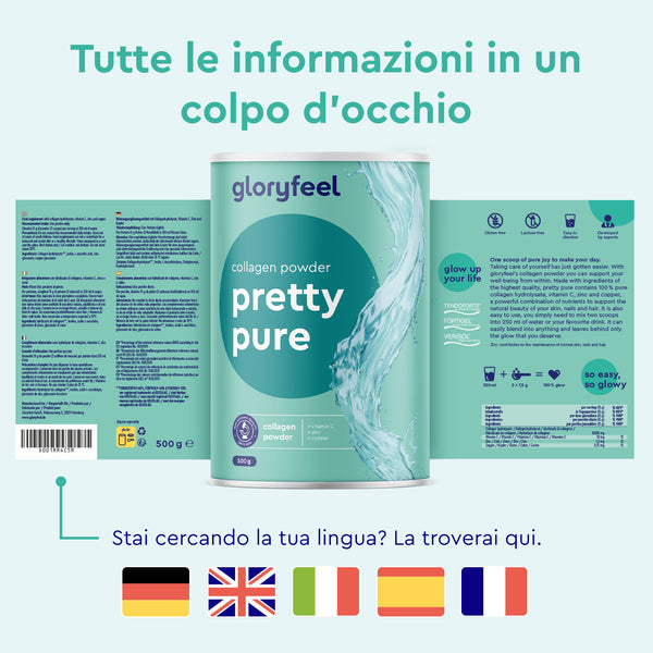Collagene in polvere etichtta multilingue