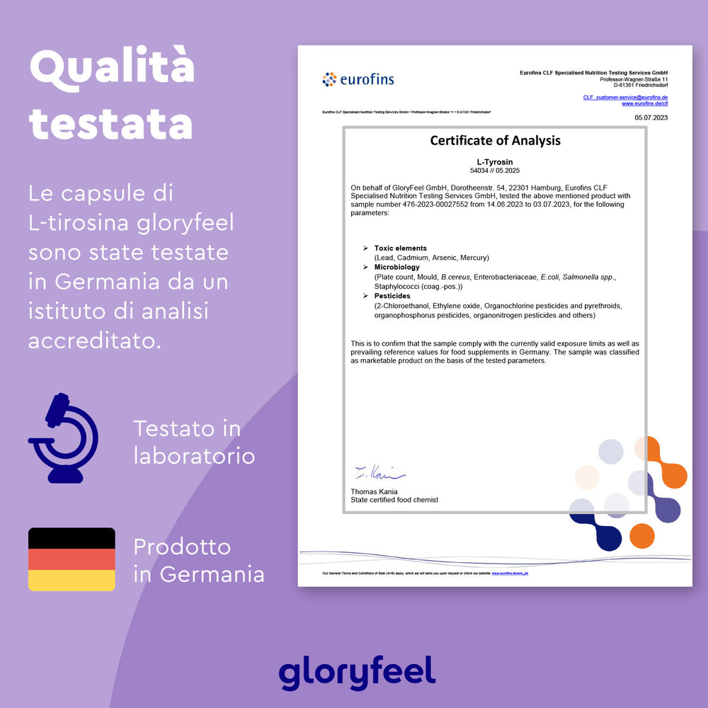 Certificato di analisi per GloryFeel GmbH Italy&