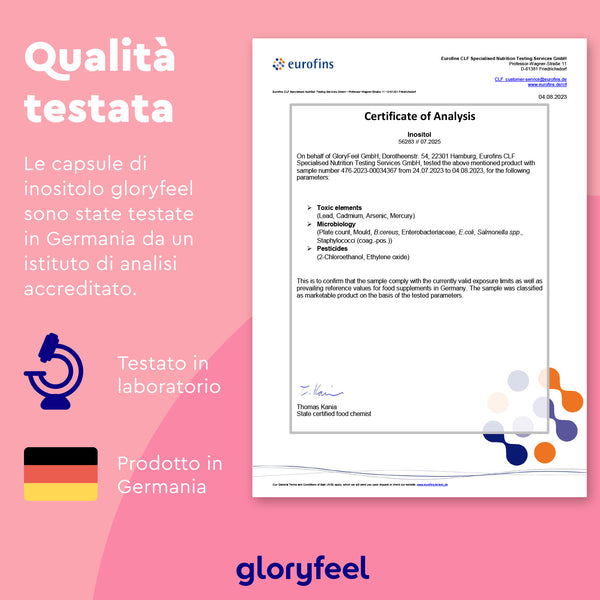 Viene mostrato il Certificato di analisi per l&