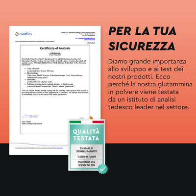 Certificato glutammina in polvere