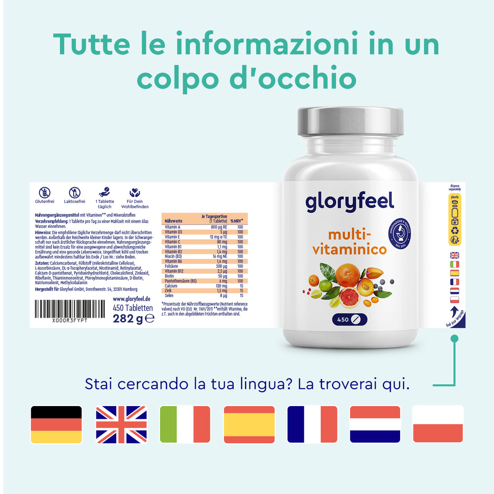 Multivitaminico gloryfeel multilingue