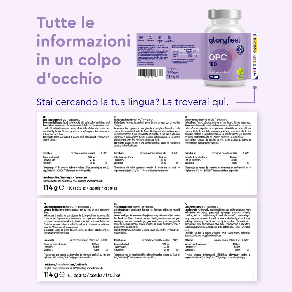 OPC 180 capsule lingue etichetta 