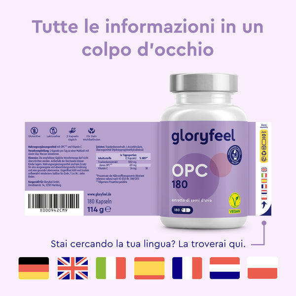 OPC 180 capsule lingue etichetta