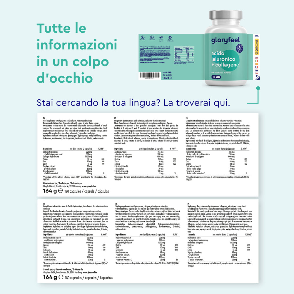 acido ialuronico collagene etichetta