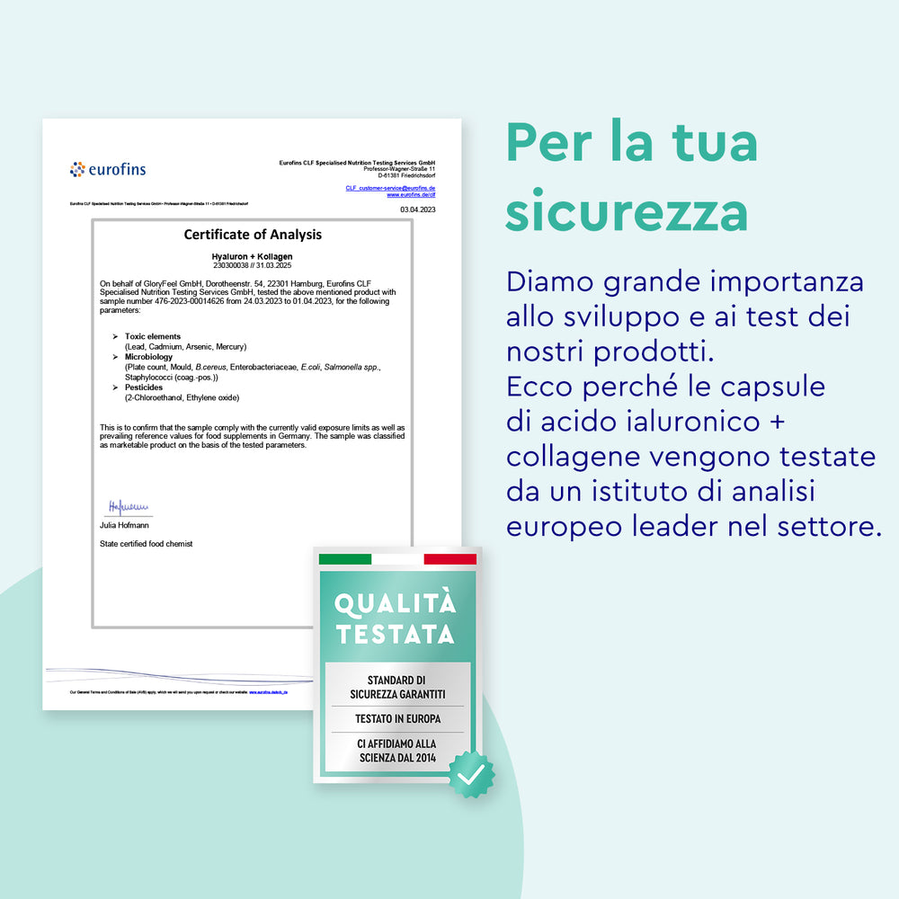 acido ialuronico e collagene certificato gloryfeel