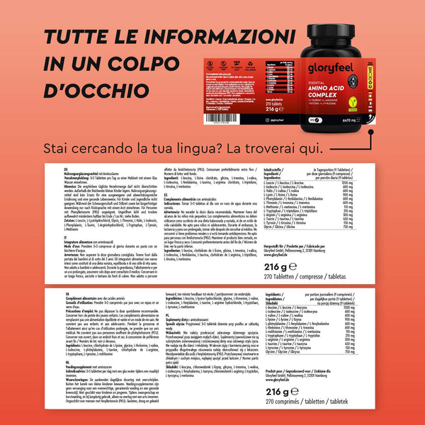 Aminoacidi complex etichetta multilingue