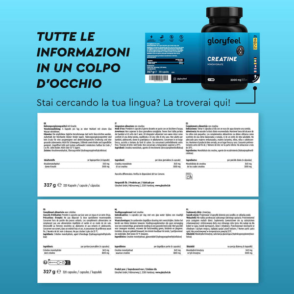ILN Creatina Capsule – 5200 Mg Al Giorno – Monoidrata Vegana, 500 Capsule, Per Palestra E Allenamento