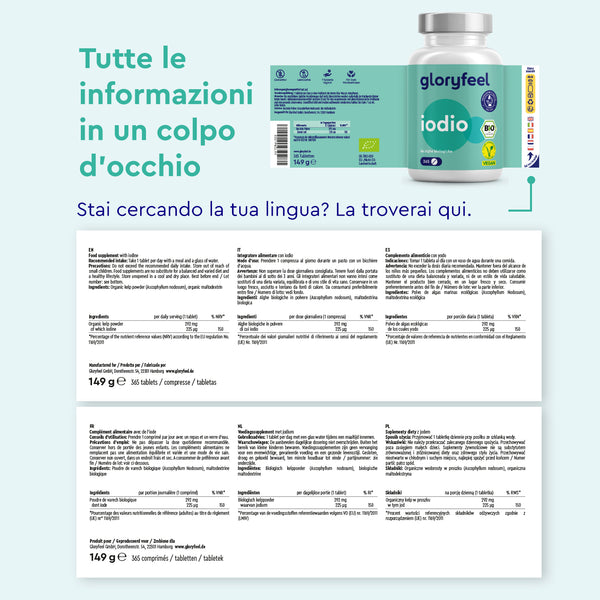 Iodio integratore in compresse etichetta