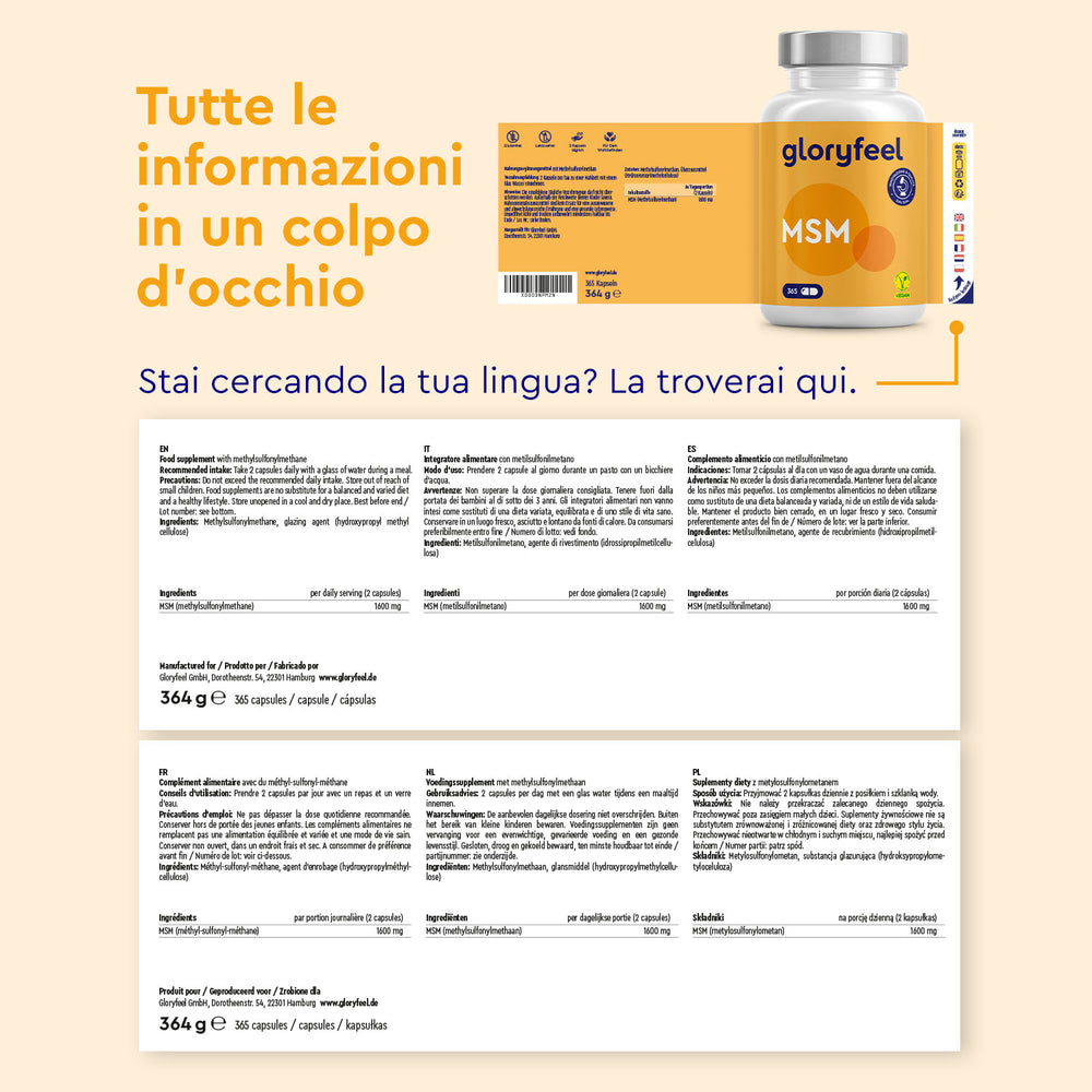 MSM in capsule lingue