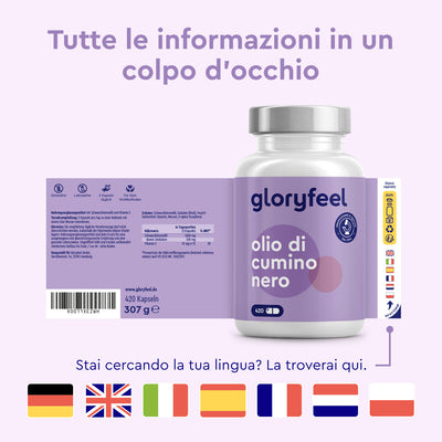 olio di cumino nero in capsule etichetta