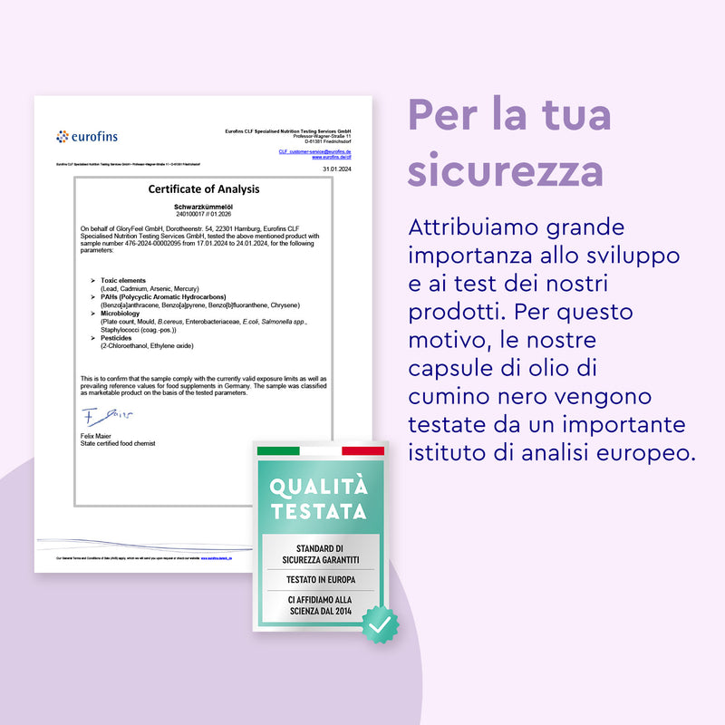 olio di cumino nero in capsule certificato