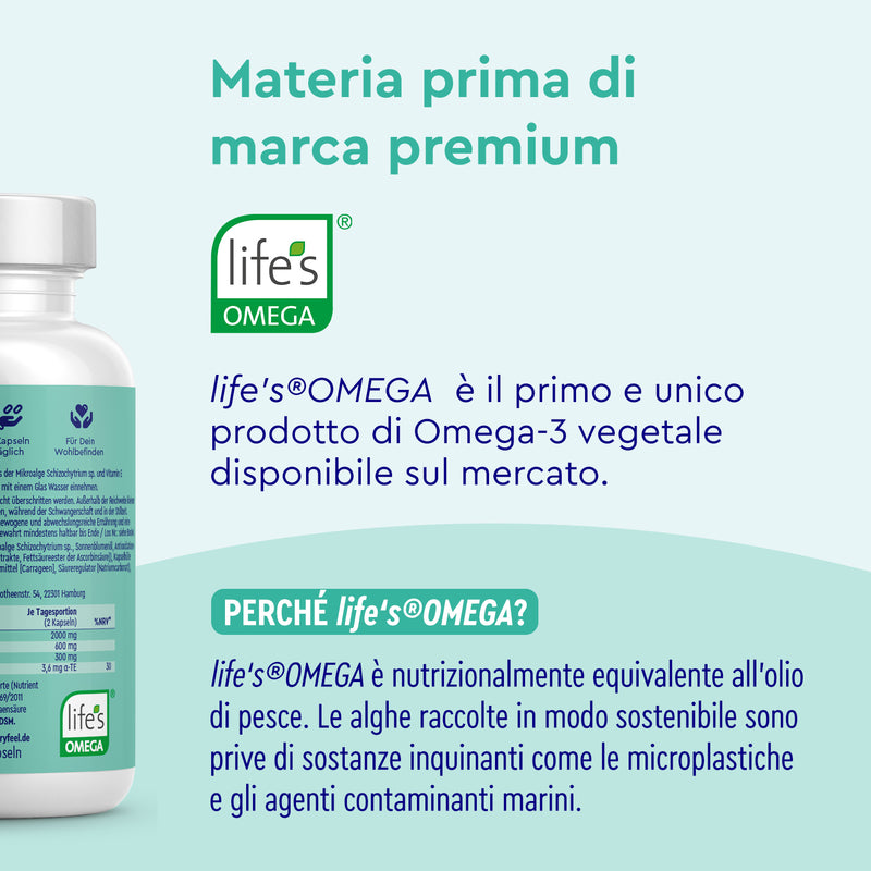 Omega 3 vegan e vitamina E marca materia prima