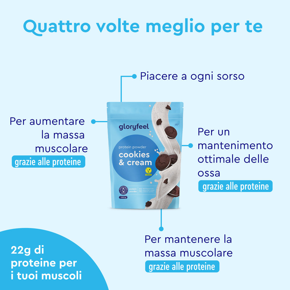 Proteine in polvere gusto biscotto effetto
