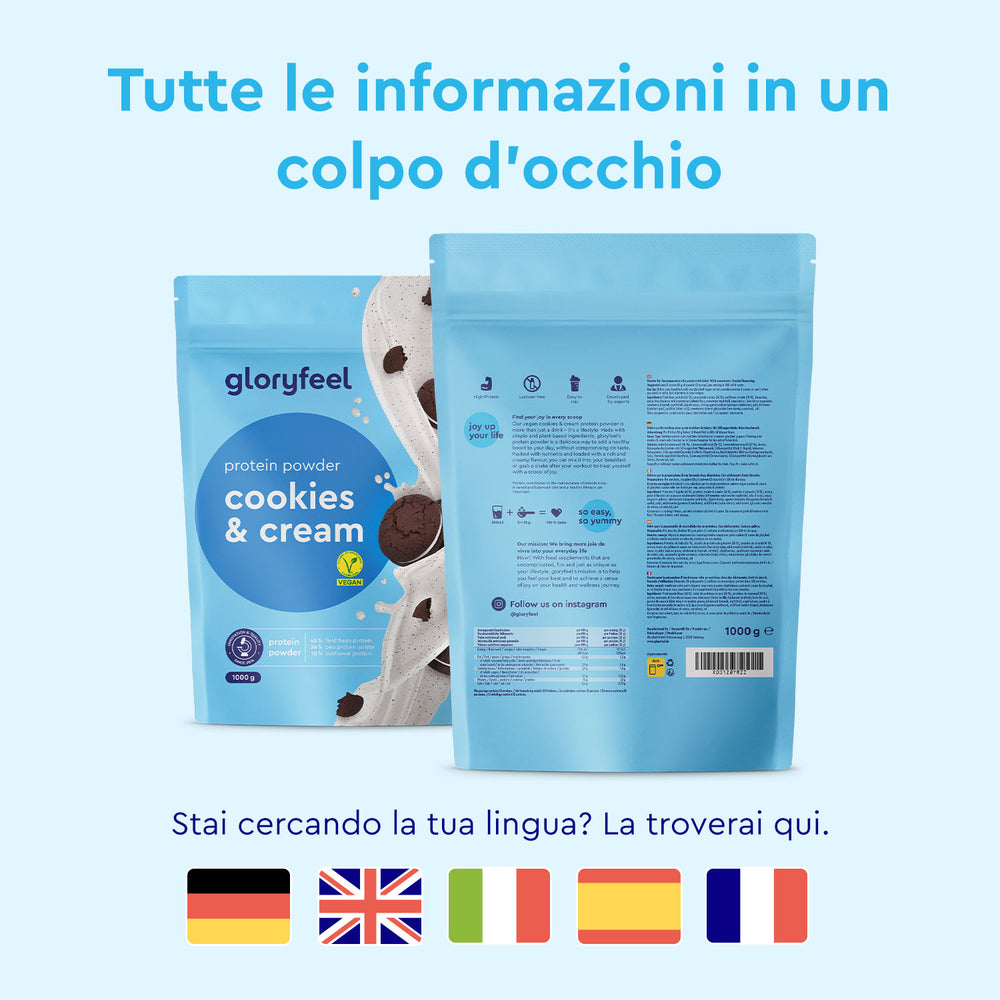 Proteine in polvere gusto biscotto lingue