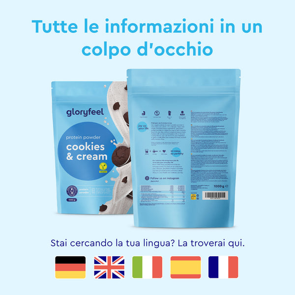 Proteine in polvere gusto biscotto lingue