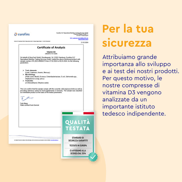 Il Certificato di Analisi in italiano sottolinea l&